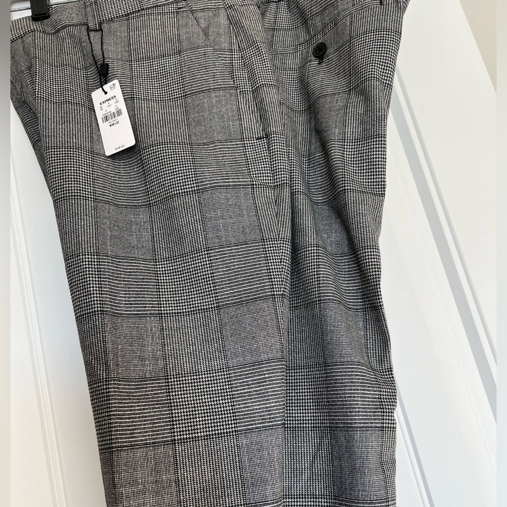 NWT Express Extra Slim Plaid Flannel Elastic Waist Dress Pant - Picture 9 of 14